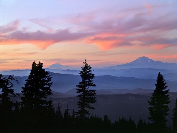 Washington State Sunset landscape with Mt Adams and Mt Rainier
